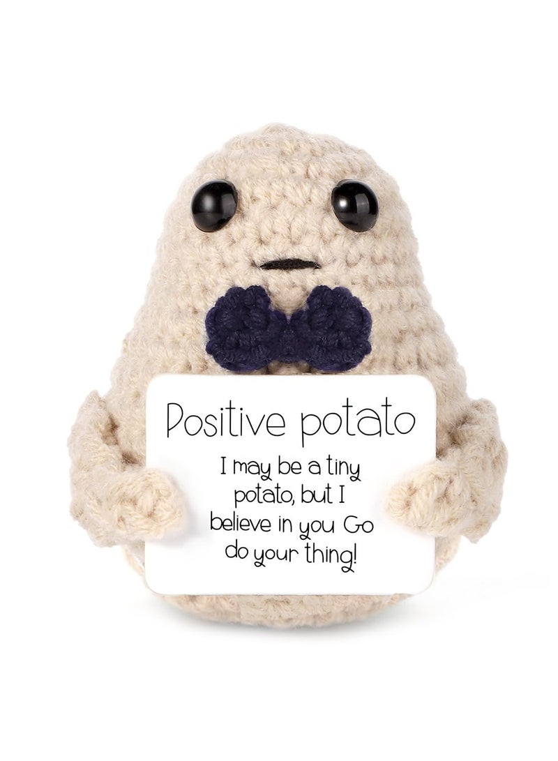 SOLARAE Funny Positive Potato, Knitted Potato Toy, with Positive Card Creative Wool, Positive Potato Doll Cheer up Gifts, for Birthday Valentine's Day Party Decoration - Image 1