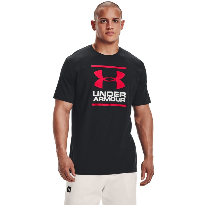 UNDER ARMOUR تي شيرت قصير الأكمام للرجال من أندر أرمور، أسود (001)/أحمر، كبير - Image 1