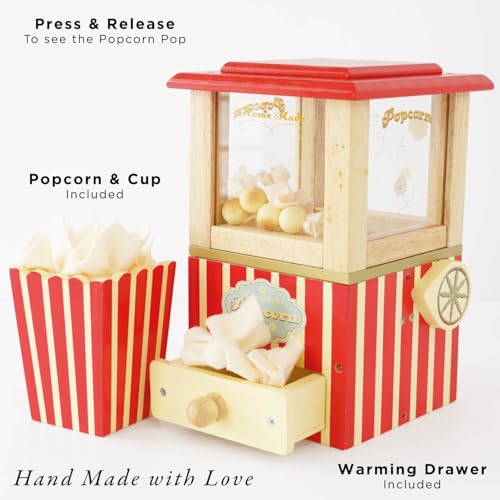 Le Toy Van - Wooden Honeybake Retro Popcorn Machine | Cinema, Kitchen Or Movies Pretend Play | Movie Night Role Kids Play Toy - Image 2