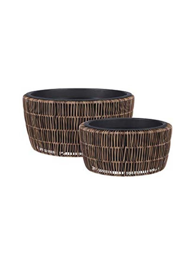 Suncoast Quin Outdoor Round Pot Planters (M)-Brown  - Image 1