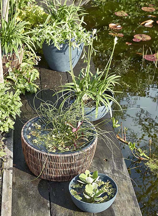 Suncoast Quin Outdoor Round Pot Planters (M)-Brown  - Image 5