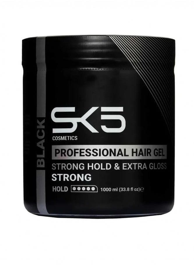 SK5 Black hair gel for strong hold and attractive shine, 1000 ml  - Image 1