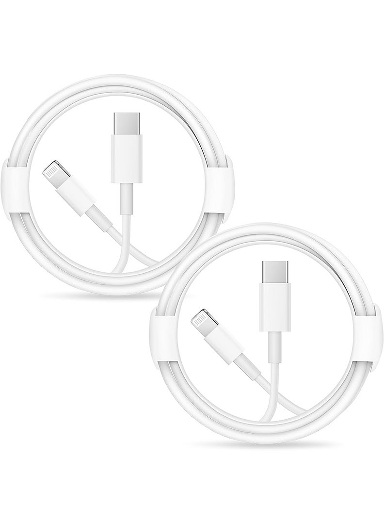 Theodor Pack of 2 USB C to Lightning Cable, Fast Charger USB C iPhone Charger Cable Type C to Lightning Cable (2-Meter)-White  - Image 1