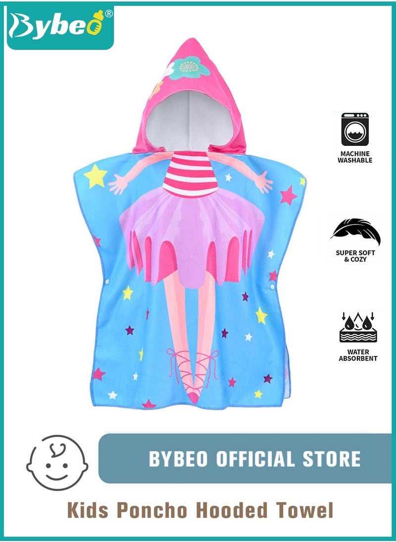 Bybeo Kids Poncho Hooded Towel, Quick Dry Toddler Bath Towels, Beach Swimming Towels, Ultra Soft and Absorbent Children Bathrobe with Hood for Boys Girls Baby  - Image 1