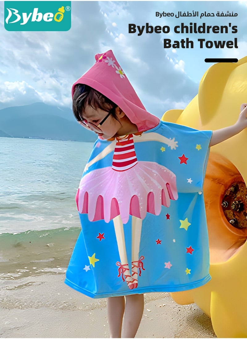 Bybeo Kids Poncho Hooded Towel, Quick Dry Toddler Bath Towels, Beach Swimming Towels, Ultra Soft and Absorbent Children Bathrobe with Hood for Boys Girls Baby  - Image 2