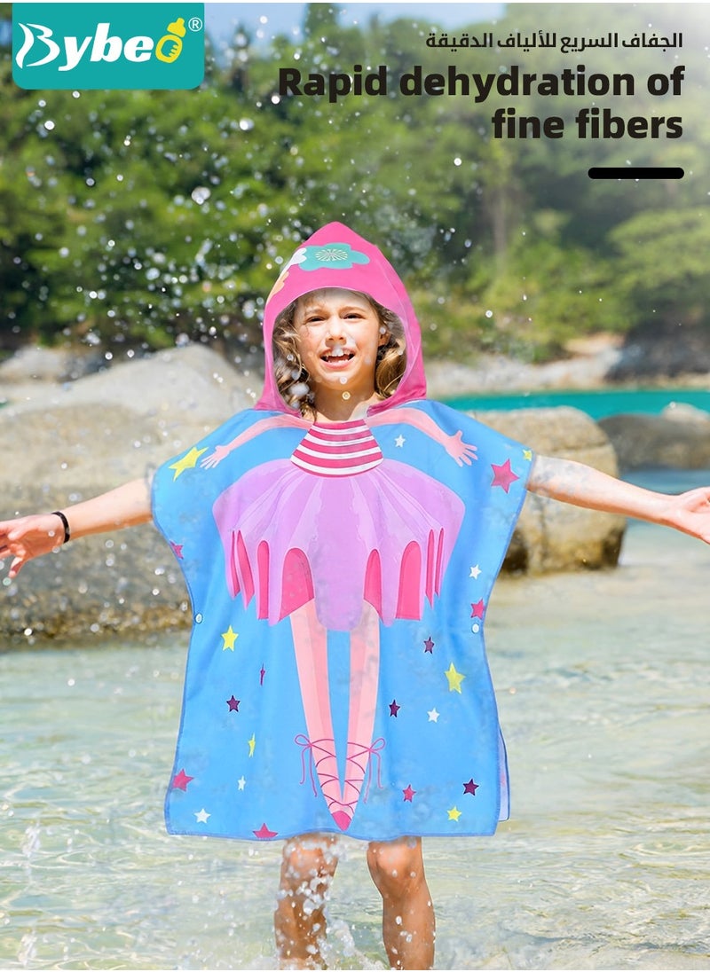 Bybeo Kids Poncho Hooded Towel, Quick Dry Toddler Bath Towels, Beach Swimming Towels, Ultra Soft and Absorbent Children Bathrobe with Hood for Boys Girls Baby  - Image 3