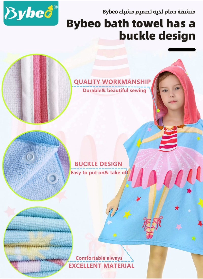 Bybeo Kids Poncho Hooded Towel, Quick Dry Toddler Bath Towels, Beach Swimming Towels, Ultra Soft and Absorbent Children Bathrobe with Hood for Boys Girls Baby  - Image 4