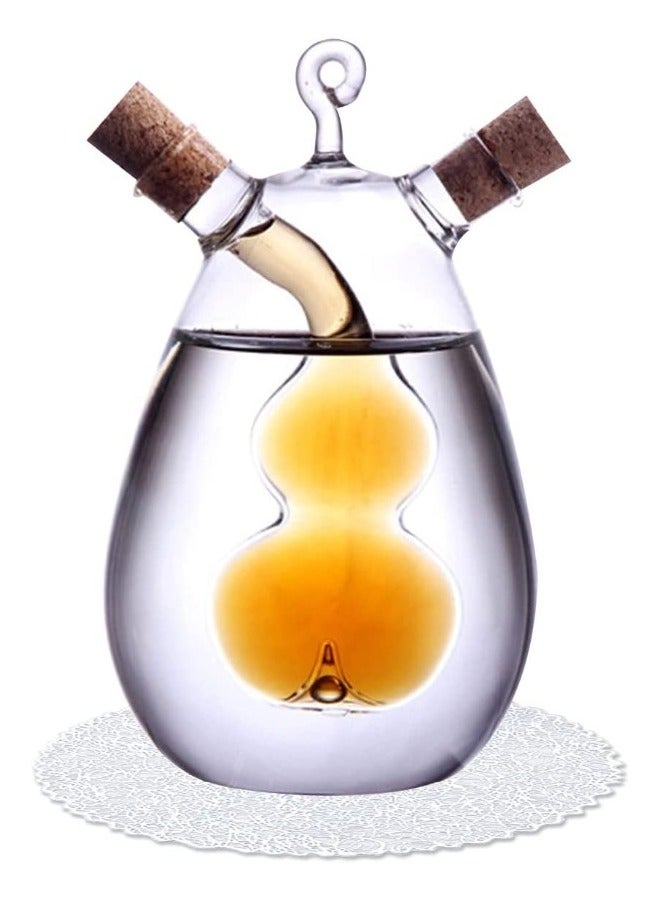 BarPros Elegant 2-in-1 Double Glass Oil and Vinegar Bottle, Dual Dispenser for Cooking and Salad Dressing, Transparent, BPA-Free, 15cm H x 9cm L - Image 1