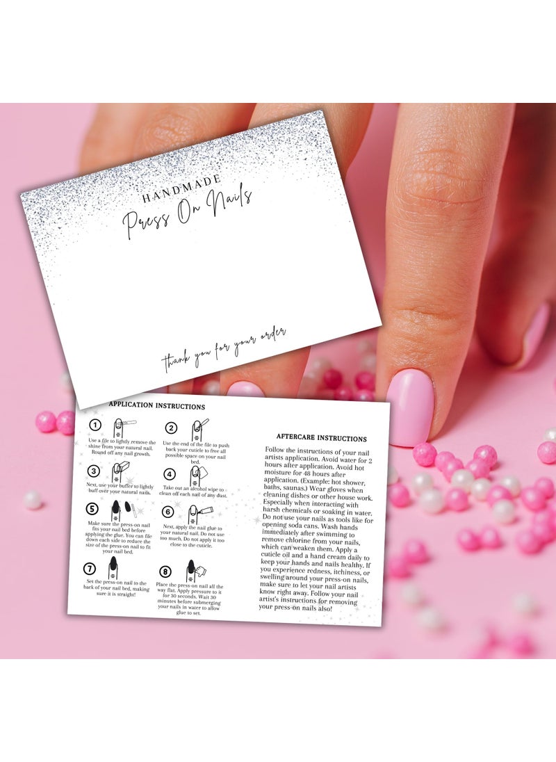 Lashicorn Handmade Acrylic Press On Nails Display Card | 5x7” 30 pk | w/Application Aftercare Instructions Inserts Glitter Sparkle for Packaging in Your 6 * 9 Holographic Bags Use With Double Sided Tape  - Image 5