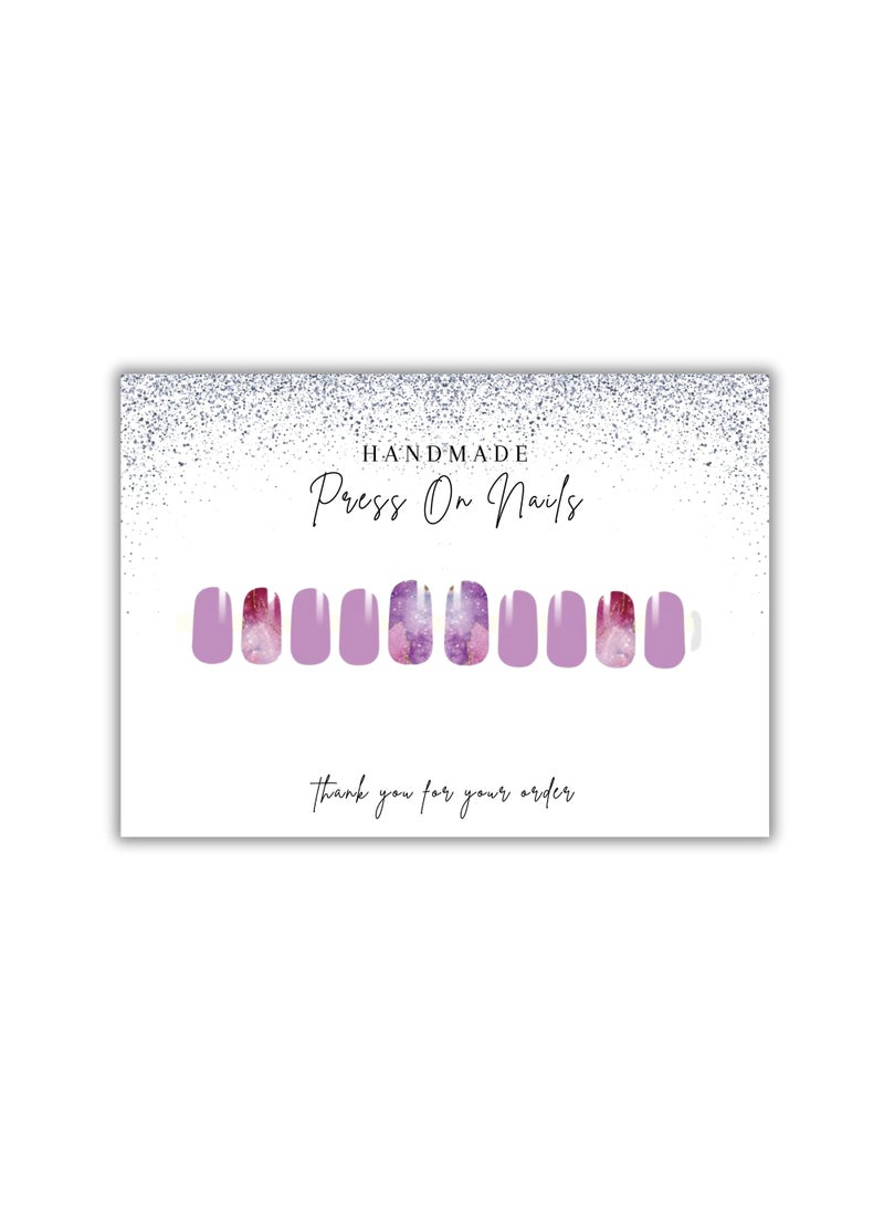 Lashicorn Handmade Acrylic Press On Nails Display Card | 5x7” 30 pk | w/Application Aftercare Instructions Inserts Glitter Sparkle for Packaging in Your 6 * 9 Holographic Bags Use With Double Sided Tape  - Image 2