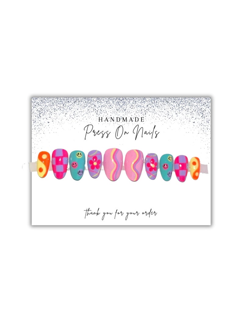 Lashicorn Handmade Acrylic Press On Nails Display Card | 5x7” 30 pk | w/Application Aftercare Instructions Inserts Glitter Sparkle for Packaging in Your 6 * 9 Holographic Bags Use With Double Sided Tape  - Image 4