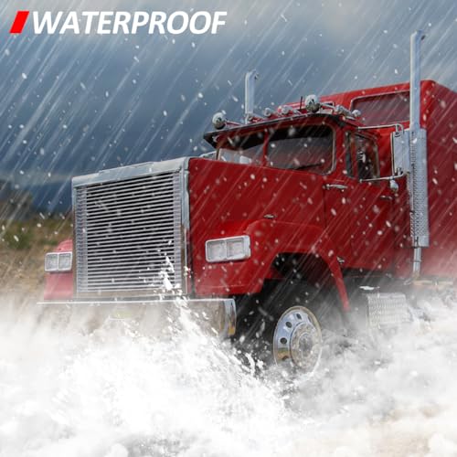 LEAVAN Dual Rectangular 2X for 4x6 Light Headlight Bezel with 12" Amber LED Light Strip for Kenworth T400 T600 T800 W900B W900L Peterbilt 378 379 Western Star 4900 Trucks (Clear Lens/White LED) - Image 3