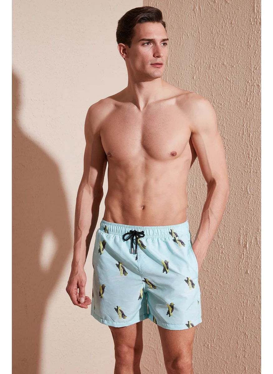 Buratti Patterned Swim Shorts with Waistband Pocket Swimsuit Short Men's Swimsuit Short 380M533