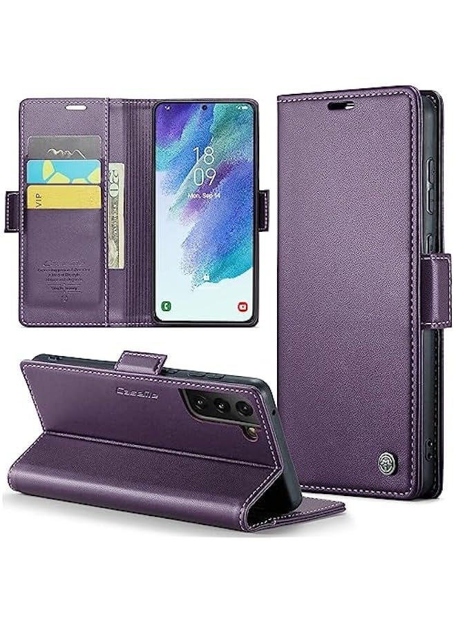 حافظة جلدية لهاتف Samsung Galaxy S21 FE 5G بميزات متعددة - بنفسجي - Image 1