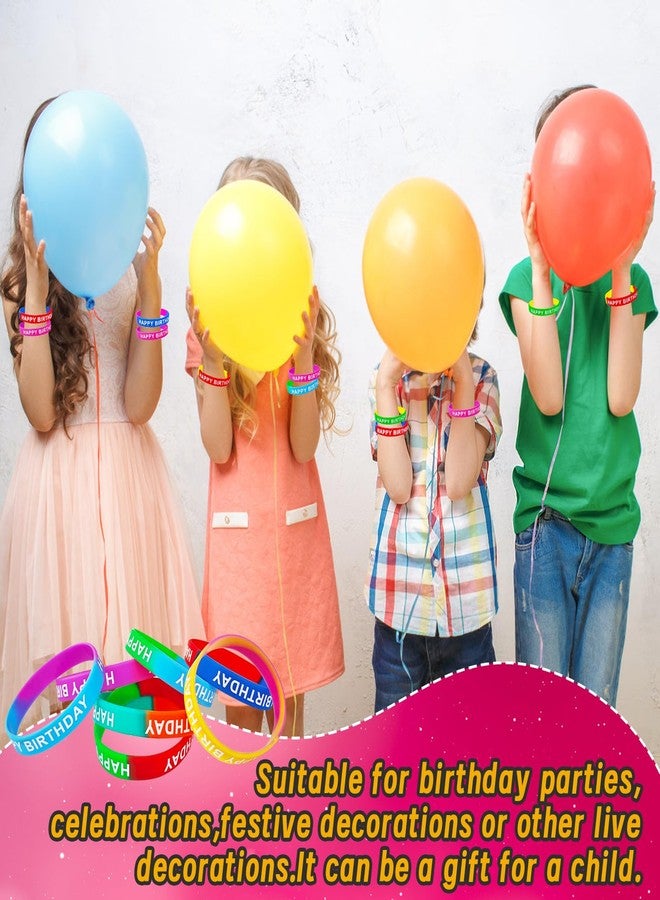OJYUDD 66 Pcs Happy Birthday Rubber Bracelets,Silicone Stretch Birthday Wristbands,Colorful Rubber Bracelets for Kids&Teens Birthday Party Supplies(22 Styles) - Image 4