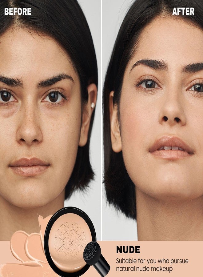 Ihrlpxkc Mushroom Head Air Cushion CC Cream Foundation - BB Cream Concealer Full Coverage Makeup Brightening & Moisturizing, Foundation for Older Women Matte Finish (Nude) - Image 1