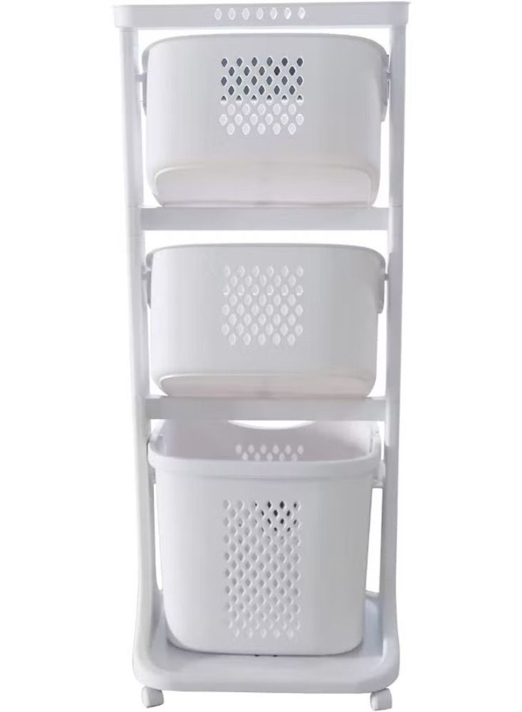 Dream Zone 3-Tier Laundry Basket with Wheel Rolling Laundry Sorter Hamper for Kitchen Bedroom Bathroom - Image 1