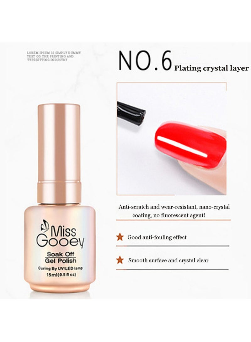 Top Coat Gel Matte Nail Clear No Wipe Top Coats Nail Polishes Quick Dry UV LED Paint High Gloss Shiny Long Lasting Glossy Vegan Volumizing Stain Resistant Prevent Discoloration Nature Strong 15ml