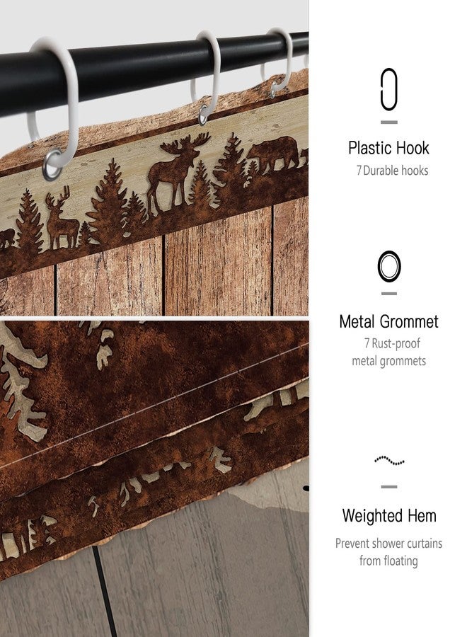 Witzest Farmhouse Rustic Deer Small Shower Stall Curtain Size 36" x 72", Forest Woodland Cabin Narrow Stand up Shower Curtains for Bathroom Decor Polyester Fabric Set - Image 4