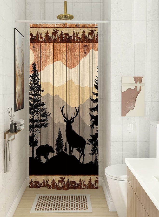 Witzest Farmhouse Rustic Deer Small Shower Stall Curtain Size 36" x 72", Forest Woodland Cabin Narrow Stand up Shower Curtains for Bathroom Decor Polyester Fabric Set - Image 2
