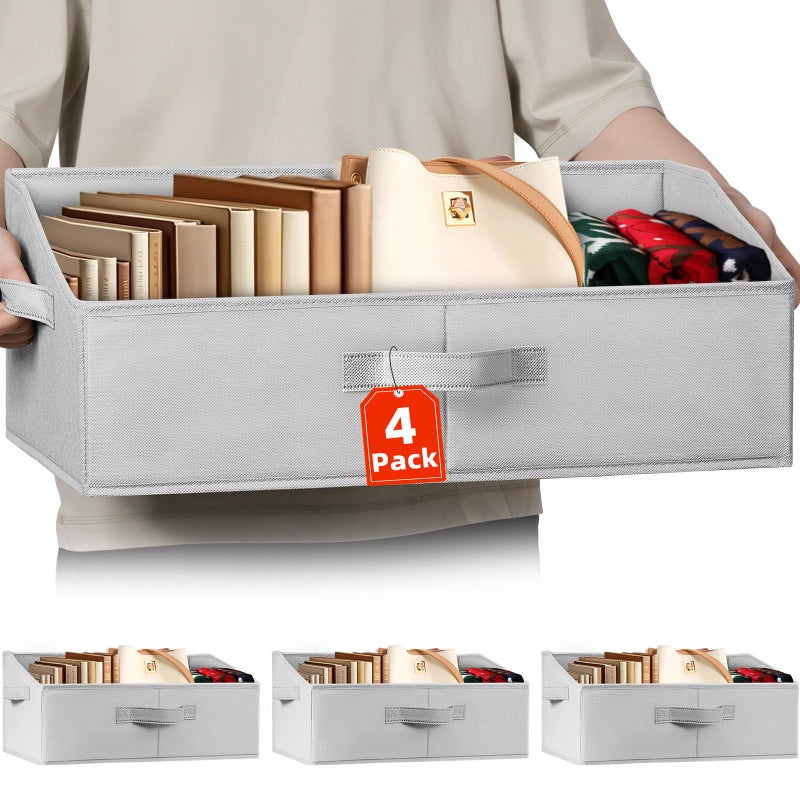 Criusia Extra Large Closet Organizers Bins 4 Pack - Blanket Basket for Organizing/Home Clothes Storage Bins for Jeans/Toy Organizers for Nursery/Wardrobe Shelf Closet Organization for Purse Hats Towel - Image 1