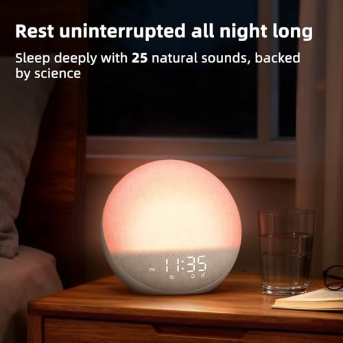Odokee Sunrise Alarm Clock White Noise Machine: Natural Wake Up Light - Dimmable Clock with Bluetooth Speaker for Bedroom - 25 Sleep Sounds for Baby Adults Kids Putty - Image 3