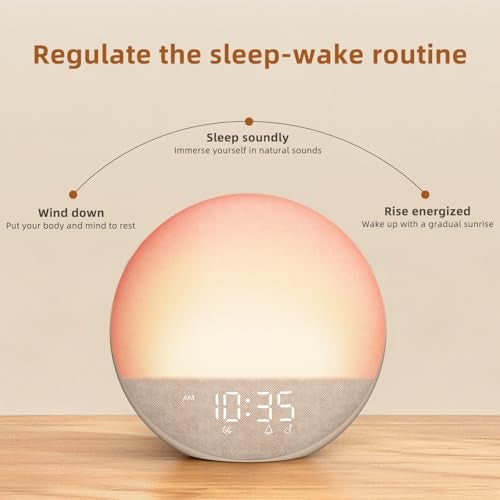 Odokee Sunrise Alarm Clock White Noise Machine: Natural Wake Up Light - Dimmable Clock with Bluetooth Speaker for Bedroom - 25 Sleep Sounds for Baby Adults Kids Putty - Image 4