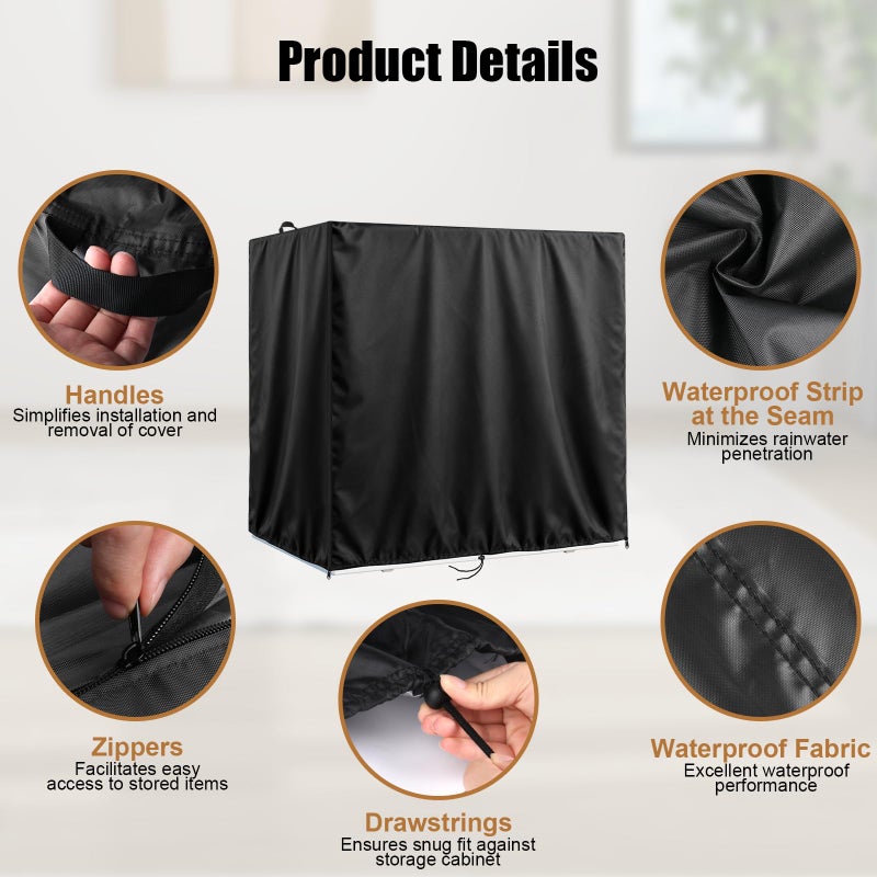 Kasla Storage Cabinet Cover, Outdoor Chest Storage Waterproof Cover, Weatherproof Cabinets Covers for Kitchen Patio Garden Backyard - 35"Lx15"Wx37"H - Image 3