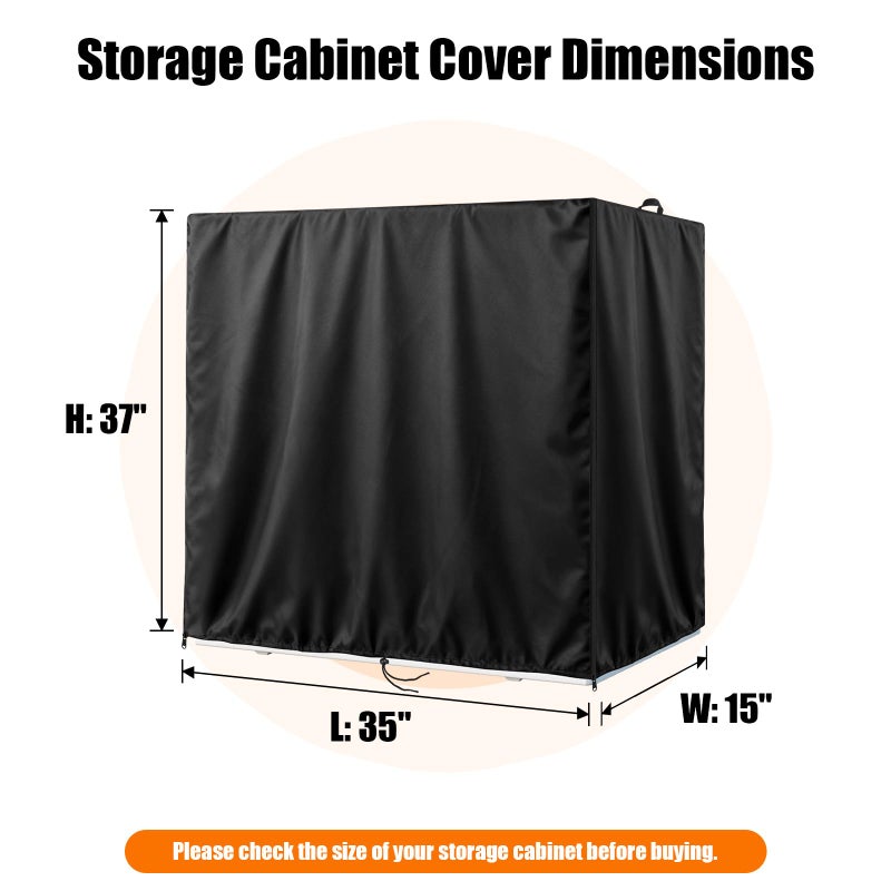 Kasla Storage Cabinet Cover, Outdoor Chest Storage Waterproof Cover, Weatherproof Cabinets Covers for Kitchen Patio Garden Backyard - 35"Lx15"Wx37"H - Image 2