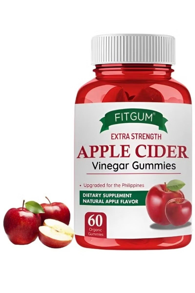 فية جم حلوى خل التفاح من FitGum - مكمل غذائي عضوي فائق القوة بنكهة التفاح الطبيعية - 60 حلوى - Image 1