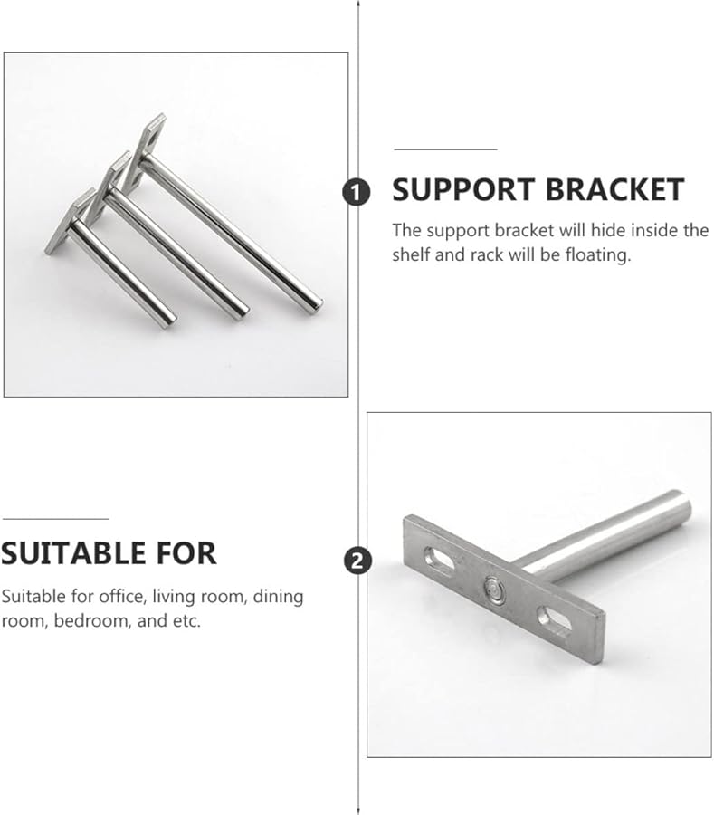 Tehaux 4Pcs 13X7CM Concealed Floating Shelf Brackets Wall Mounted Space Saving Design - Image 4
