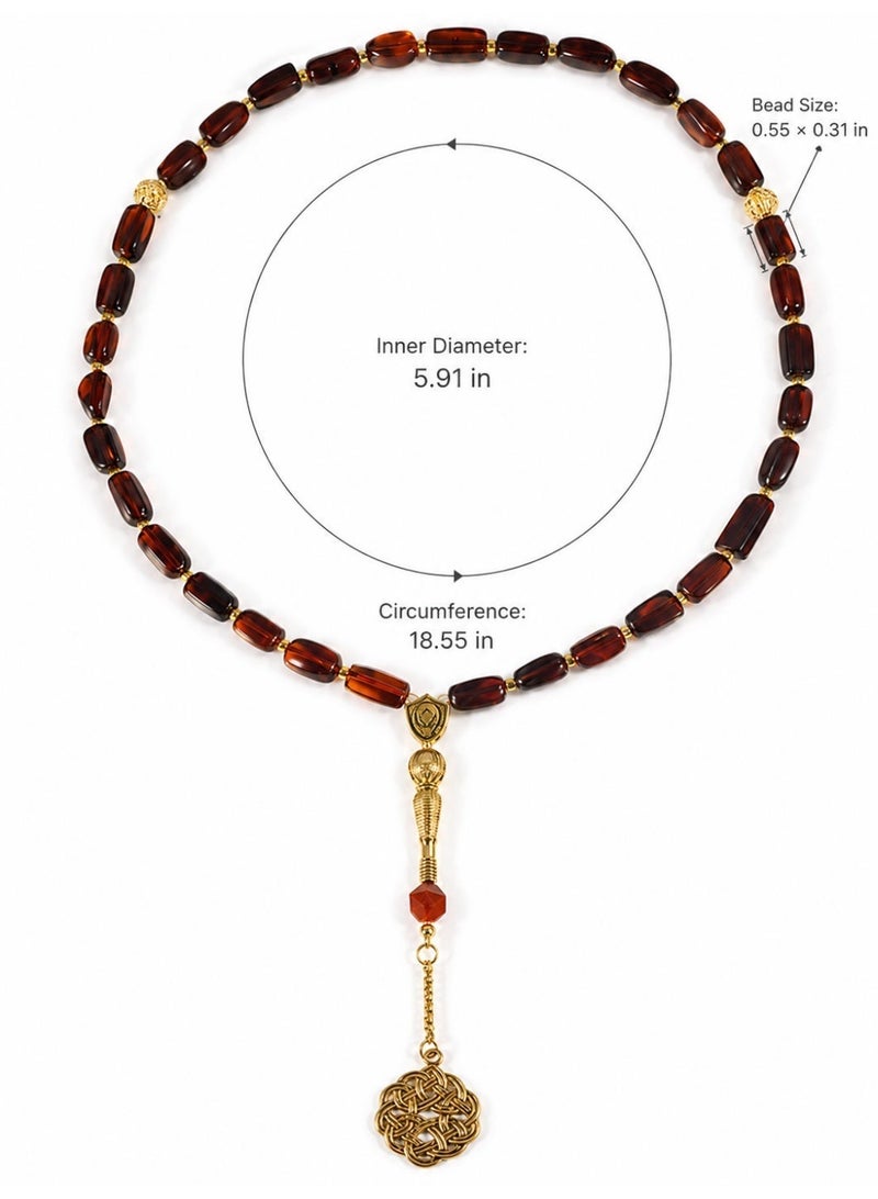 TranquilBeads 1pc Premium Genuine Amber Tasbih 33 Beads with Gift Box – Natural Resin Islamic Prayer Beads for Meditation & Car Hanging – Eid, Ramadan & Hajj Gift for Men & Women - Image 5