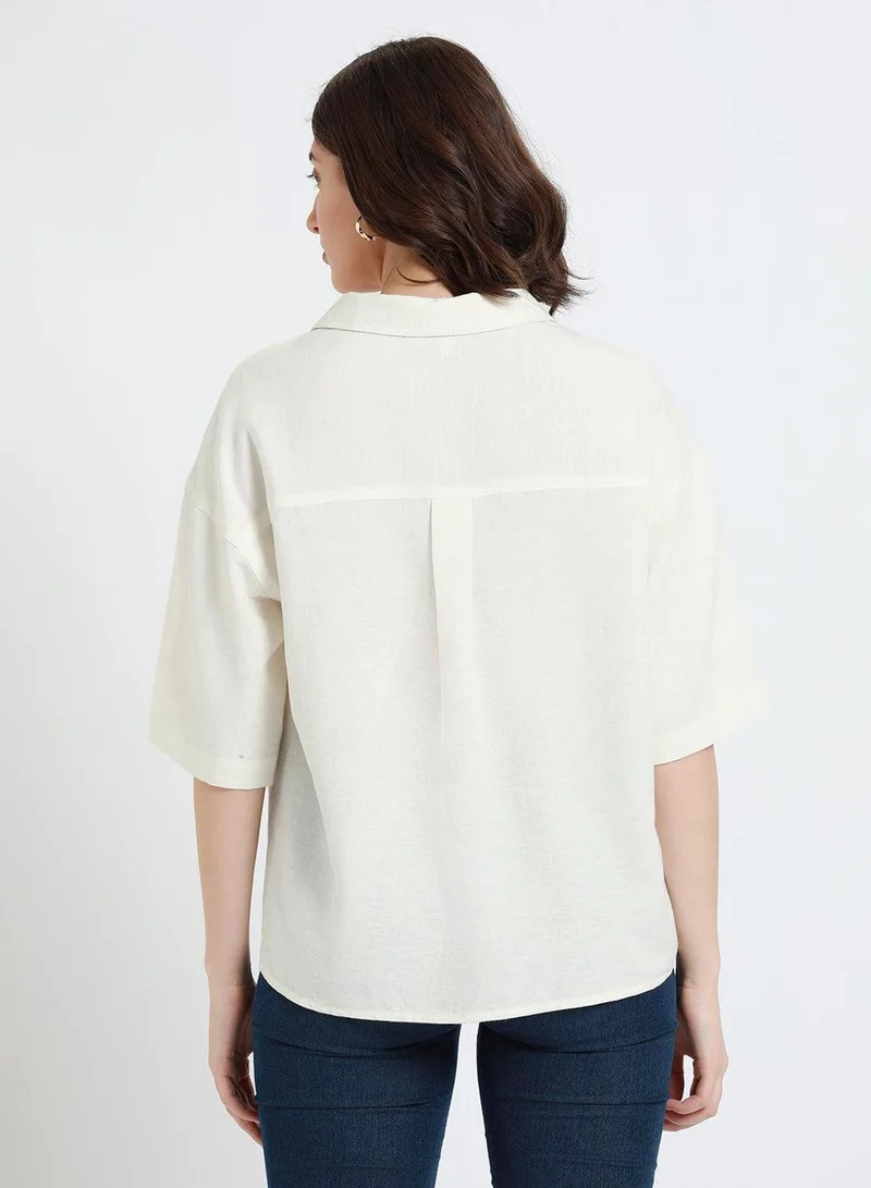 Dennis Lingo Off White Offwhite Shirt for Women - Cotton Viscose Flex, Regular Fit for Women | Best Price UAE