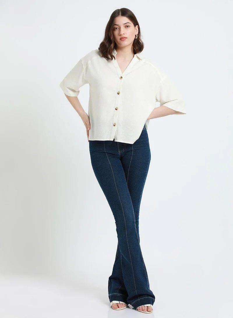 دينيس لينغو قميص أوف وايت نسائي قطن فيسكوز فليكس مقاس عادي