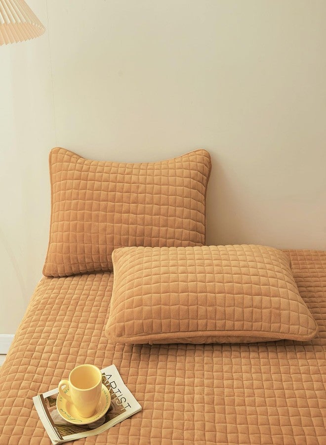 LweiPsqLin Quilted Flannel Pillowcases,2 Pack Soft Flannel Pillow Shams Covers with Envelope Closure,No Filling. (Standard, Yellow) - Image 2
