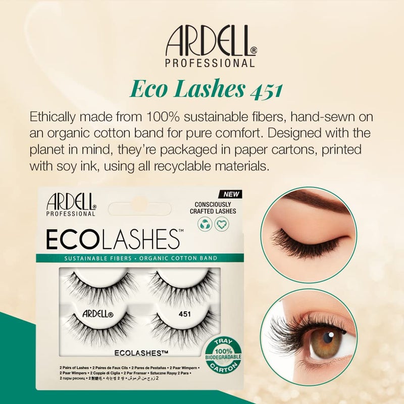 Ardell Eco Lashes Natural 451 - Sustainable False Eyelashes, Reusable Strip Lashes, Vegan & Cruelty-Free, 2 Pairs - Image 2