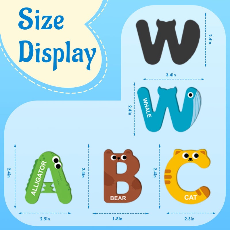 Soarly Magnetic Letters for Toddlers 1-3, 26PCS Cute Animal Alphabet Magnets Letters Learning Toys for Toddlers 1-3 Uppercase ABC Magnets for Refrigerator Best Gifts for Birthday Easter Basket Stuffers - Image 2