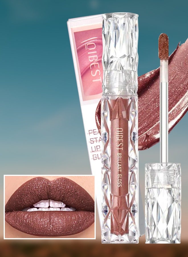 QiBest لمعان الشفاه اللؤلؤي - زيت شفاه ماتي بلمسة لامعة - أحمر شفاه سائل معدني لامع - لمسة لامعة - لمسة نهائية لامعة - صبغة شفاه عالية الصبغة تدوم طويلاً - مكياج رقم 02 - Image 1