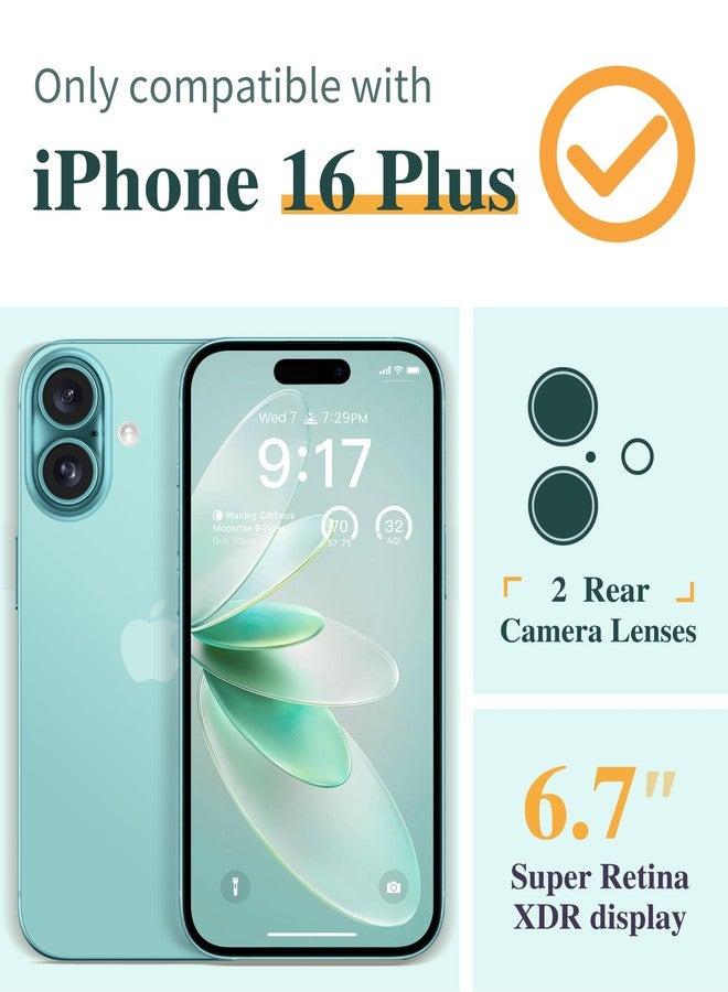 جراب GVIEWIN لهاتف iPhone 16 Plus، مع واقي للشاشة وواقي لعدسة الكاميرا، غطاء هاتف شفاف ناعم رفيع مقاوم للصدمات بنقشة زهور للنساء 2024 مقاس 6.7 بوصة (أكويليجيا/أبيض) - Image 2