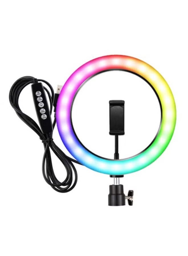 شوبي MJ26 RGB LED Ring Light 26cm 10-inch multicolor off white light with Phone Clip wall Phone Video Beauty Fill Light - TikTok Light - Musically Light