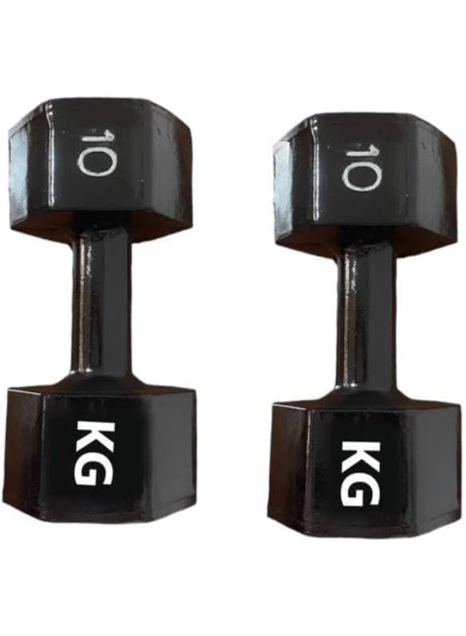 2-TRUE FIT®- Dumbbells 10K Single Piece - Shiny Solid Rubber