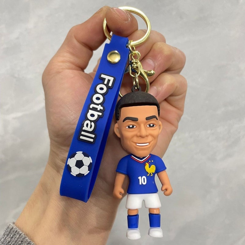 Cross-Border World Cup Soccer Star Keychain Accessory - PVC Soft Rubber Bag Charm with Jersey Keyring - Image 1