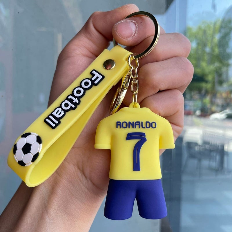 Cross-Border World Cup Soccer Star Keychain Accessory - PVC Soft Rubber Bag Charm with Jersey Keyring - Image 2