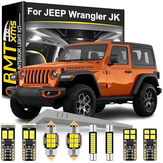 BMT xms 7 Pieces Led Interior Light Kit Replacement For Jeep Wrangler Jk 2Door 4Door 20072020 6000K Cool White Bulbs - Image 1