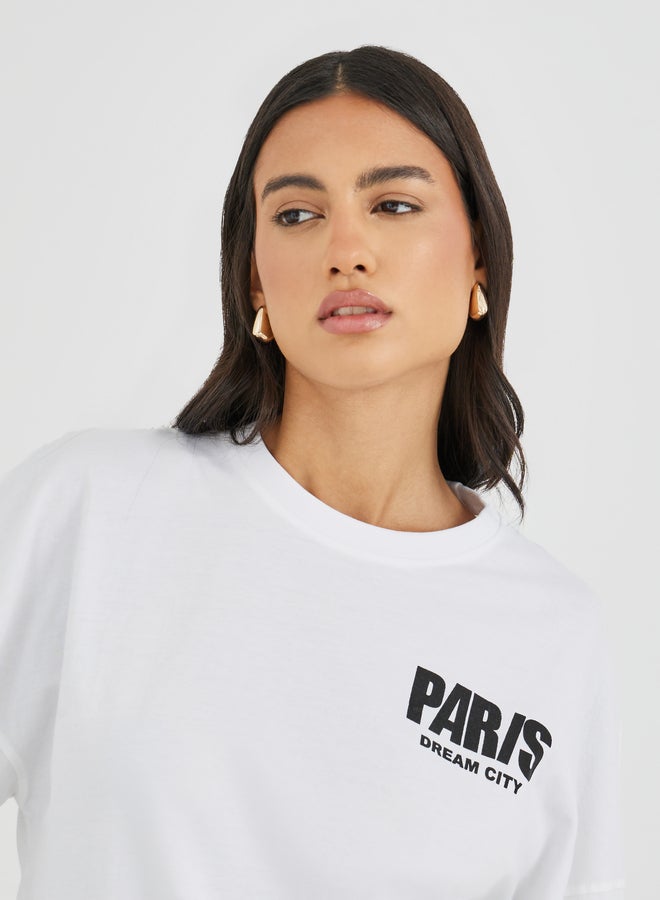 Styli Styli Slogan Print Exaggerated Shoulder Oversized T-Shirt - Image 4