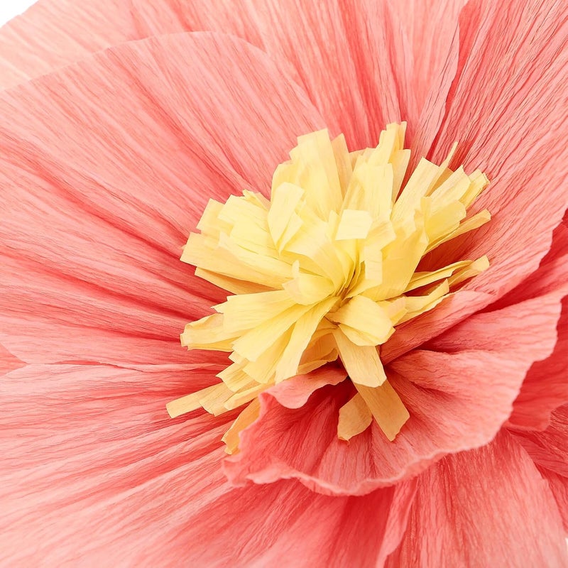24pcs Wrinkle Crepe Paper Flowers Wall Decor, Artificial Floral Decorations in Pastel Pink Shades, 20-30cm, Party and Wedding Backdrop Decoration - Image 3