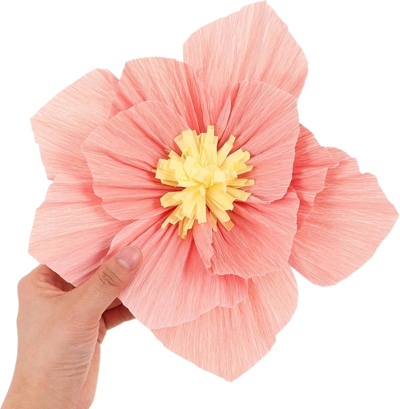 24pcs Wrinkle Crepe Paper Flowers Wall Decor, Artificial Floral Decorations in Pastel Pink Shades, 20-30cm, Party and Wedding Backdrop Decoration - Image 4
