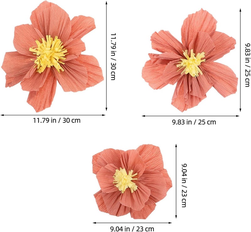 24pcs Wrinkle Crepe Paper Flowers Wall Decor, Artificial Floral Decorations in Pastel Pink Shades, 20-30cm, Party and Wedding Backdrop Decoration - Image 2