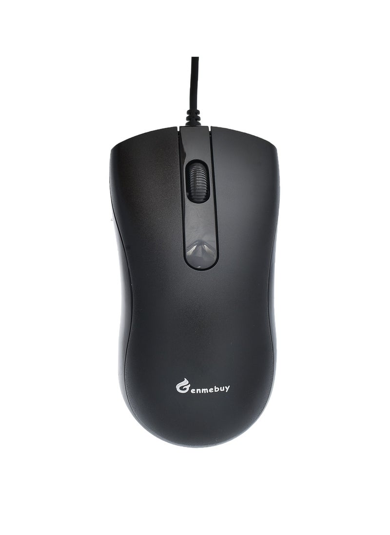 Generic - M-S015 Ergonomic High Quality Optical Mouse With Mechanical Macro Programming Chip Design And Long Wire Supports Windows 10/Windows 7/ Windows Vista And Windows XP - Black - Image 1