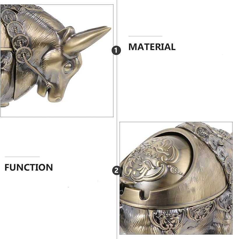 صينية سجائر مقاومة للرياح من سبائك الزنك مع غطاء حاوية سجائر غير مدخنة ديكور للمنزل والمكتب - Image 5